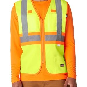 Genuine Dickies Hi-Vis Synthetic Vest Men's LR Reflective Taping Class 2 Type R